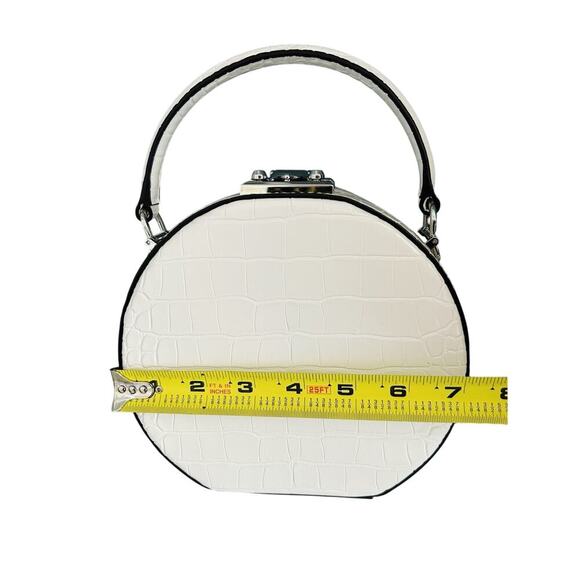 Michael Kors White Crossbody Serena Croc Embossed Small Circle Wedding Handbag - Picture 7 of 16